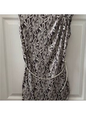 Size 10 Roz  & Ali Black and White Pullover Shesth Midi Dress Monochrome Summer